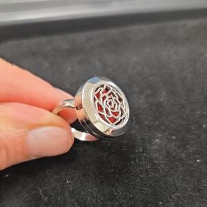 Silver Rose Aromatherapy Essential Oil Ring Sz 6